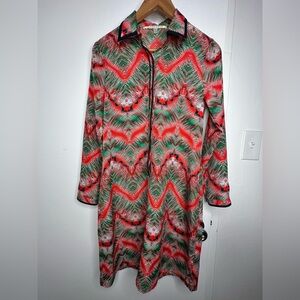 Collective Concepts Red and Green Long Sleeve Dress